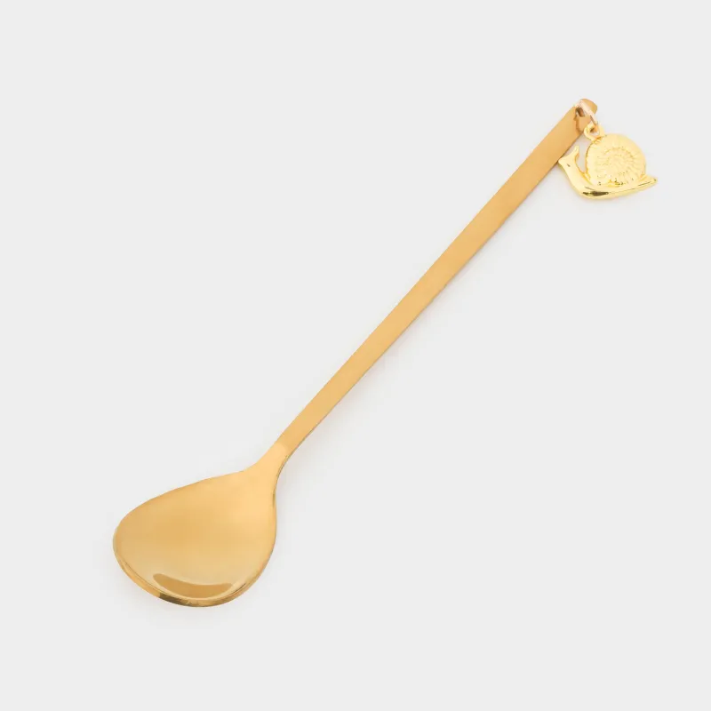 Ложка десертная, 13 см, 2 шт, сталь, золотистая, Птица/Улитка, Tale garden, image-1