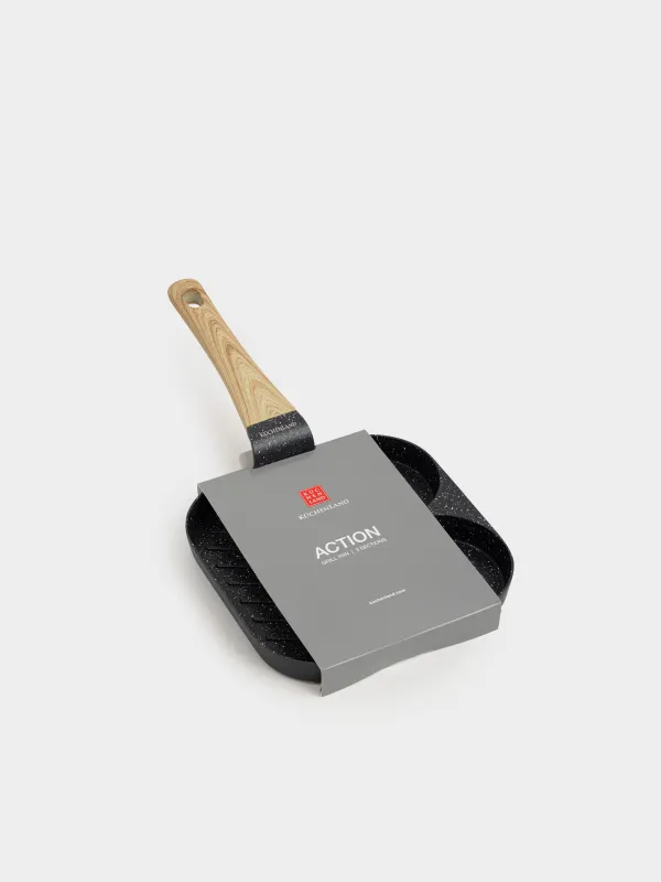 Сковорода-гриль, 20 см, 3 отд, с покрытием, алюминий, квадратная, Action, image-5