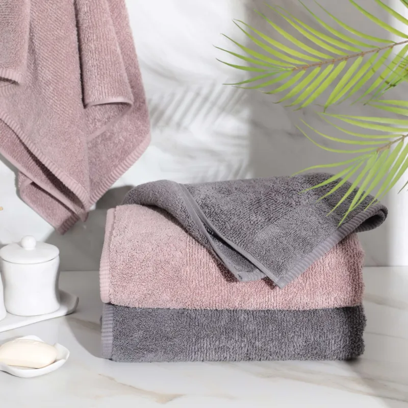 Комплект полотенец, 50х90/70х140 см, 4 шт, хлопок, темно-серый/розовый, Terry cotton, image-2