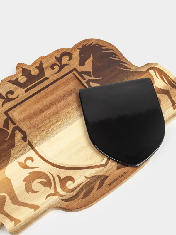 Набор для сыра, 4 пр, доска-блюдо, сталь/керамика/дерево, Кони и герб, Noble tree, image-5