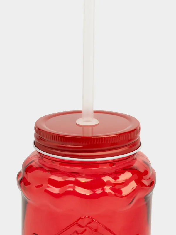 Банка для напитков, 600 мл, стекло, Christmas house, image-1