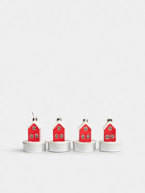 Свеча, 4х5 см, 4 шт, с блестками, Дом, House shape, image-0
