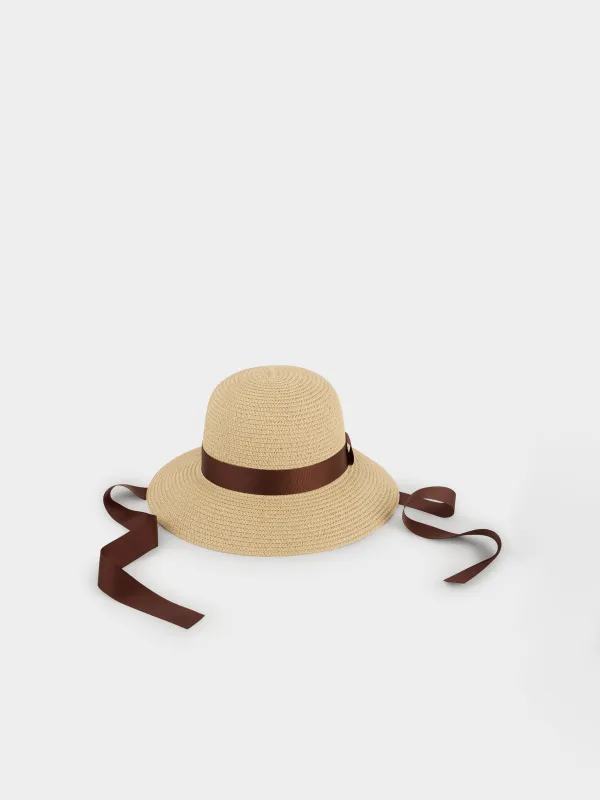 Шляпа, 57 см, единый размер, с лентой, целлюлоза/полиэстер, песочная, Banjo, image-3