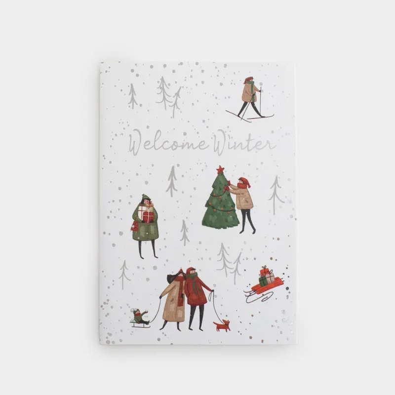 Открытка подарочная, 12х17 см, бумага, белая, Welcome winter, Christmas