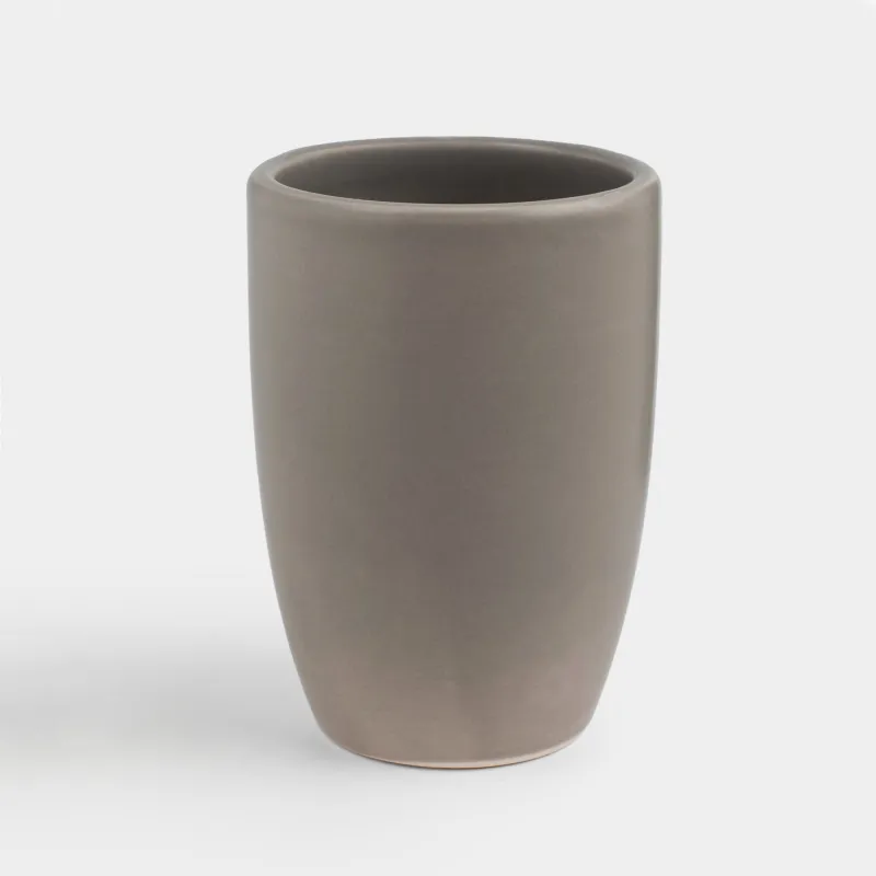 Стакан для ванной комнаты, 10 см, керамика, бежево-серый, Giza