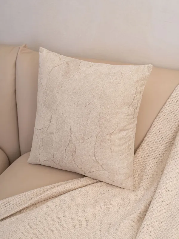 Подушка декоративная, 45х45 см, вельвет, молочная, Attitude, image-2