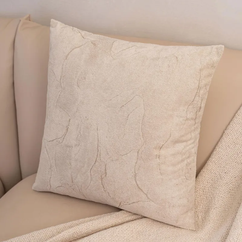 Подушка декоративная, 45х45 см, вельвет, молочная, Attitude