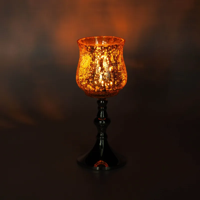 Подсвечник, 23 см, для чайной свечи, на ножке, стекло/металл, шампань, Fantastic, image-6