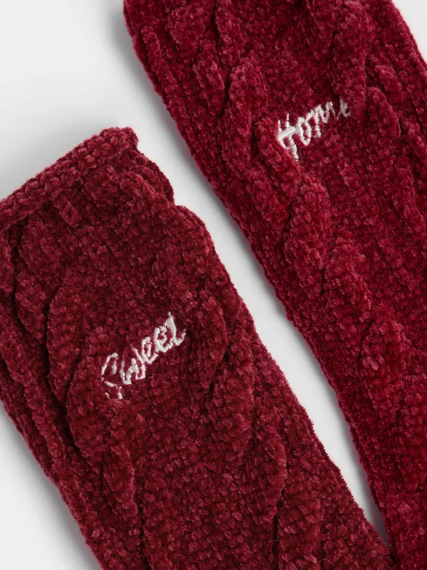Высокие носки из фактурного шенилла с вышивкой, Knitted chenill, image-4