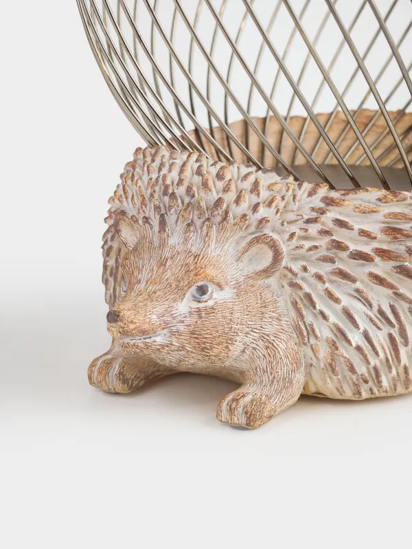 Корзина для фруктов, 25х20 см, металл/полирезин, золотисто-бежевая, Еж, Twist gold, image-1