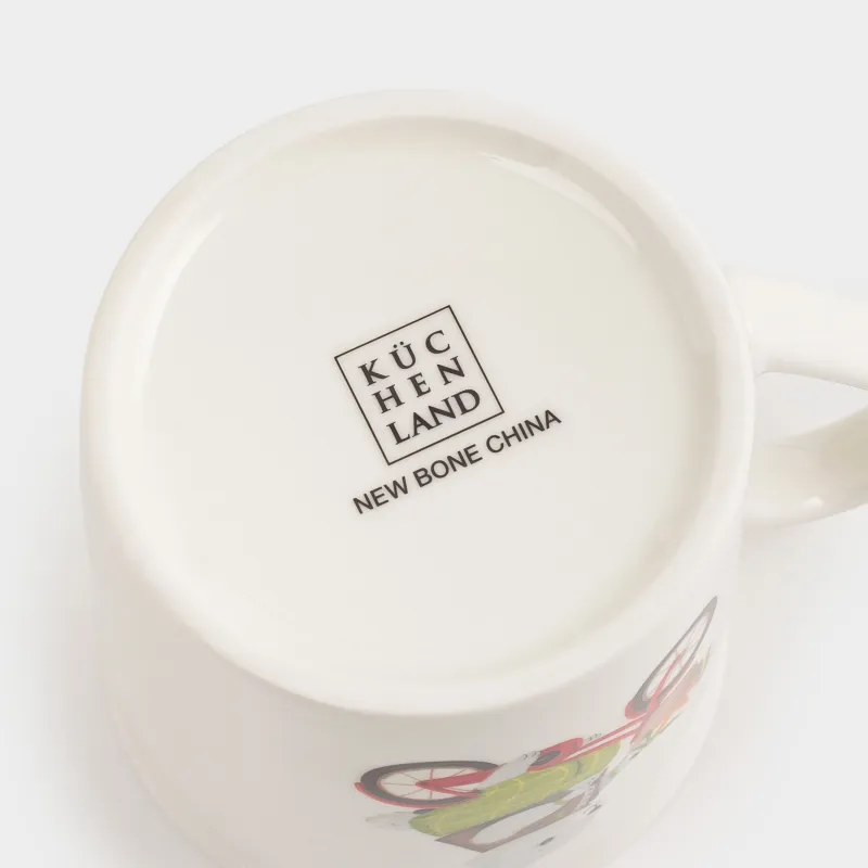 Кружка, детская, 300 мл, фарфор N, белая, Кролик на велосипеде, Ideas life, image-3