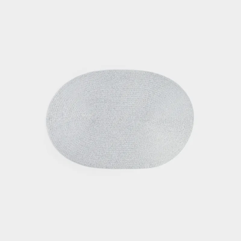 Салфетка под приборы, 30х45 см, полиэстер, овальная, серебристая, Rotary shine