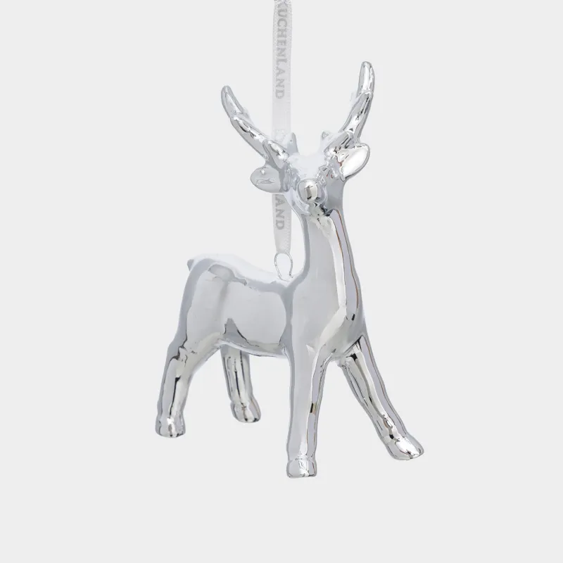 Игрушка елочная, 11 см, фарфор P, серебристая, Олень, Figure christmas