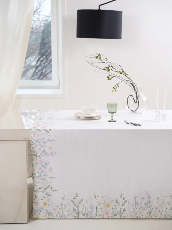 Скатерть, 170х250 см, жаккард, полиэстер, молочная, Полевые цветы, Petals serenity, image-3