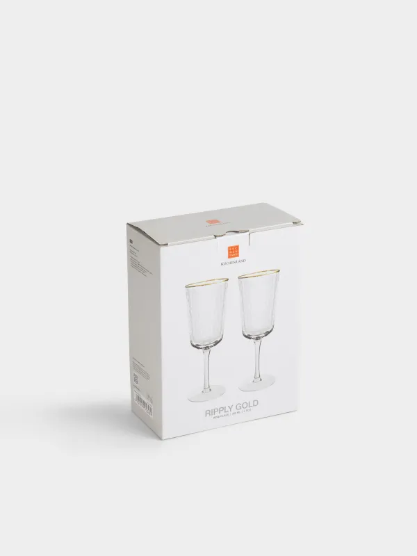 Бокал для вина, 2 шт, с золотистым кантом, Ripply gold, image-4