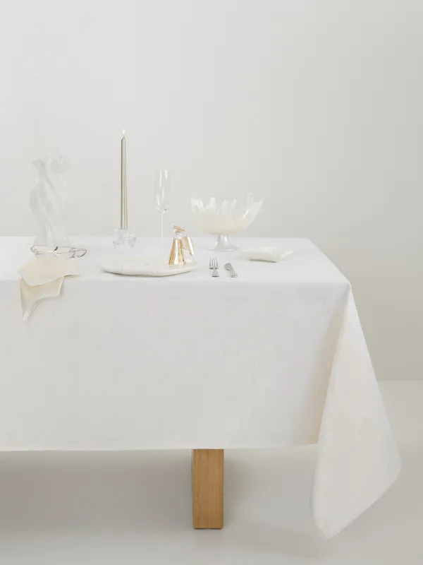 Скатерть, 160х160 см, жаккард, полиэстер, молочная, Банты, Jacquard bow, image-0