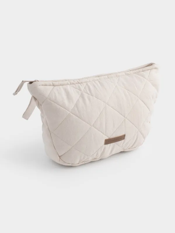 Косметичка, 32х18 см, стеганая, хлопок, бежевая, Stitch cotton, image-1