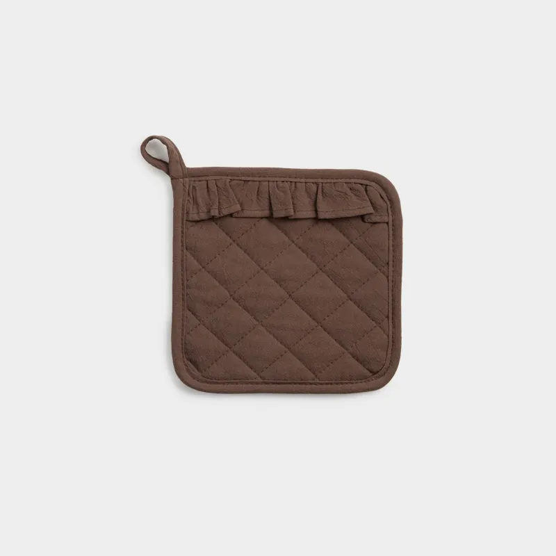 Прихватка, 20х20 см, хлопок, с рюшами, квадратная, серо-бежевая, Ruffles