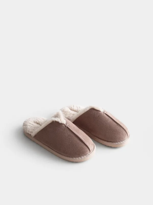 Тапочки из искусственной замши с меховой стелькой, Suede, image-3