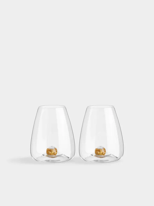 Стакан, 11 см, 460 мл, 2 шт, кристальное стекло, Янтарный шар, Sorento globular, image-0