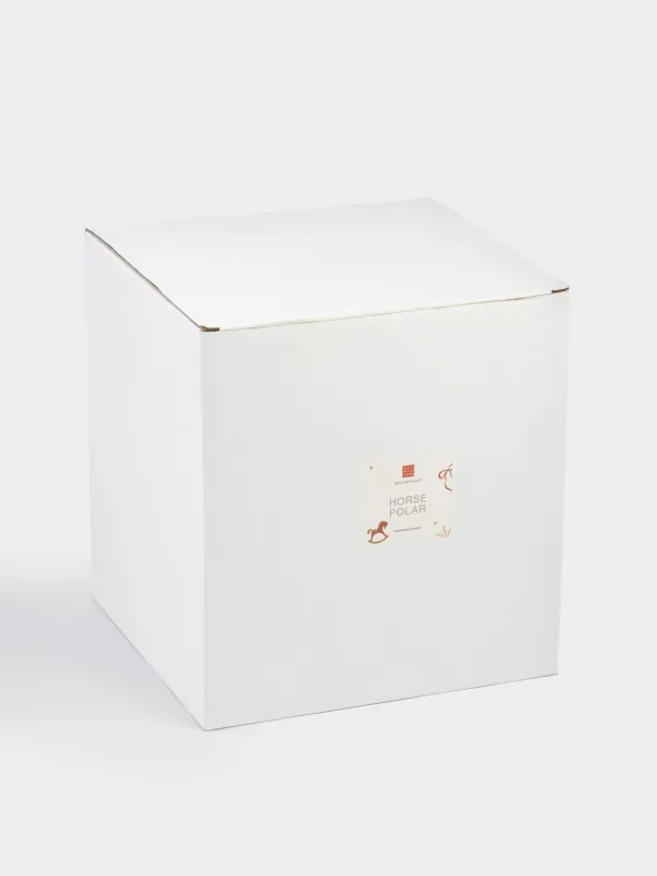 Конфетница, 20х20 см, с ручкой, керамика, белая, перламутр, Лошадка внутри, Horse polar, image-4