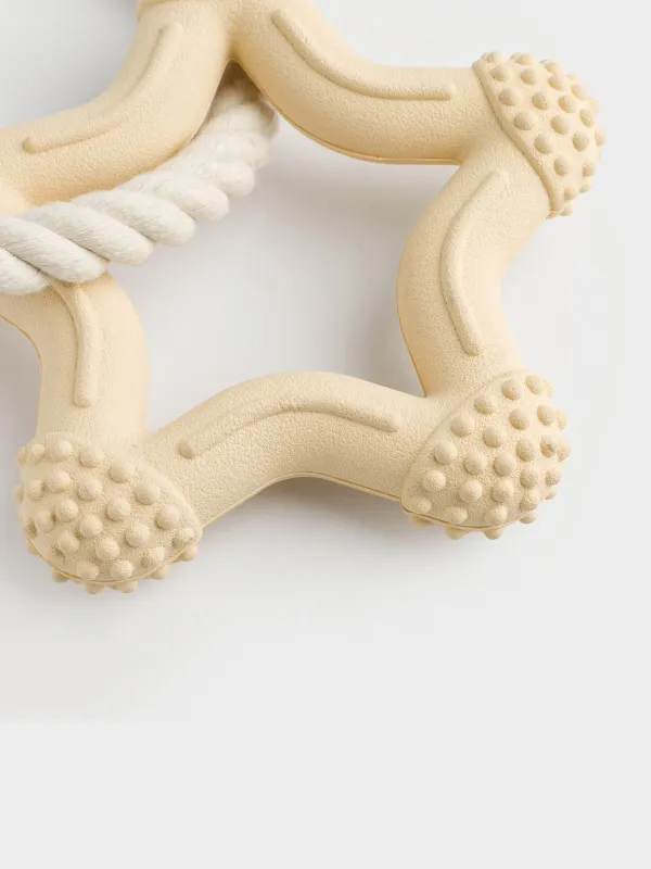 Игрушка для собак, 24 см, резина/хлопок, бежевая, Звезда на канате, Playful pet, image-3