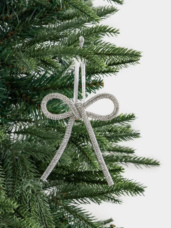 Игрушка елочная, 10 см, акрил/металл, серебристая, Бант, Figure sparkle, image-2