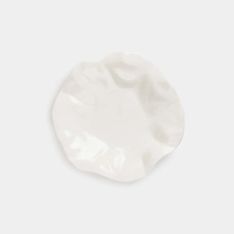 Тарелка закусочная, 21 см, фарфор N, молочная, Мятый эффект, Crumple