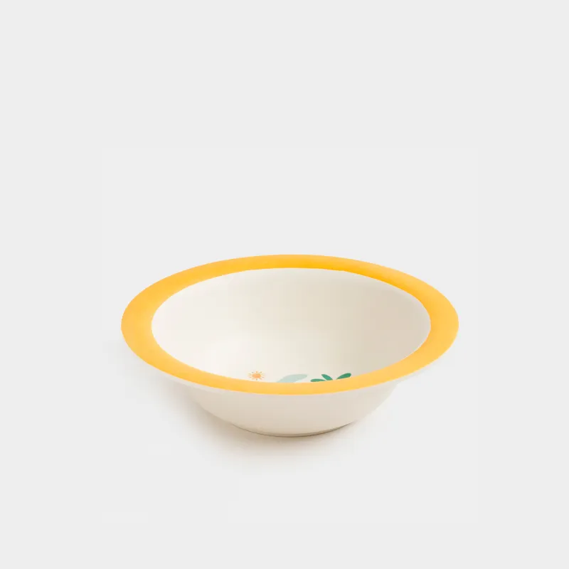 Тарелка суповая, детская, 15х4 см, 300 мл, бамбук, желтая, Динозавр и пальма, Dino