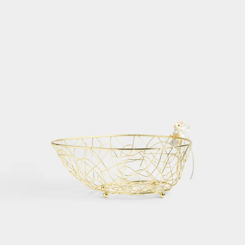 Корзина для фруктов, 25х18 см, металл/полирезин, золотистая, Кролик, Twist gold