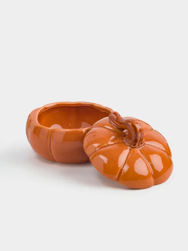 Емкость для хранения, 13х10 см, 390 мл, керамика, оранжево-коричневая, Тыква, Forest symphony, image-1