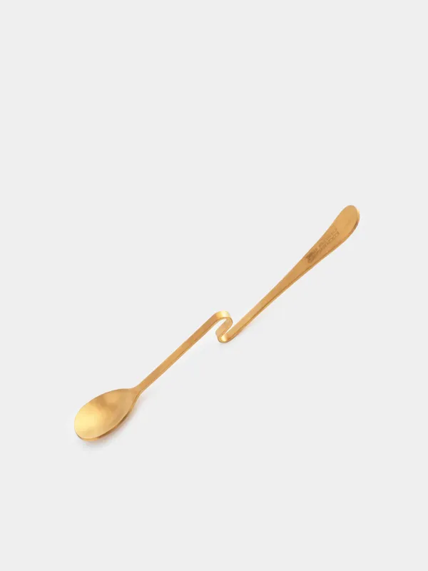 Ложка чайная, 20 см, с изогнутой ручкой, сталь, золотистая, Classic gold, image-1