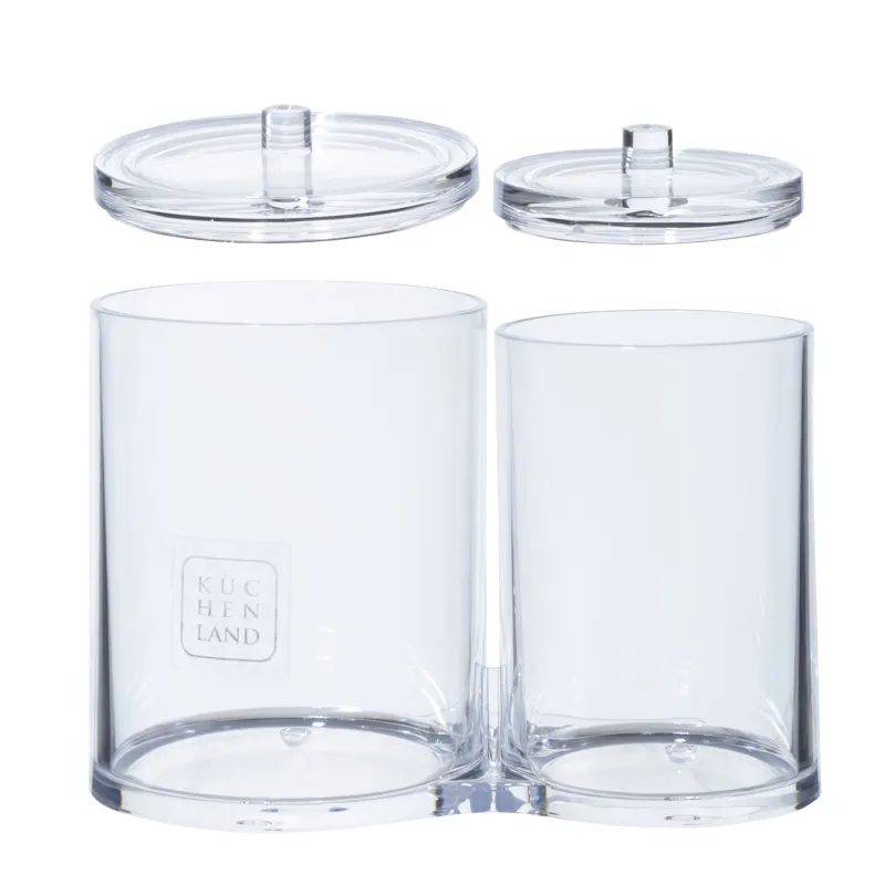 Контейнер для ватных дисков/палочек, 15х12 см, 2 отд, с крышкой, пластик, Basic, image-2