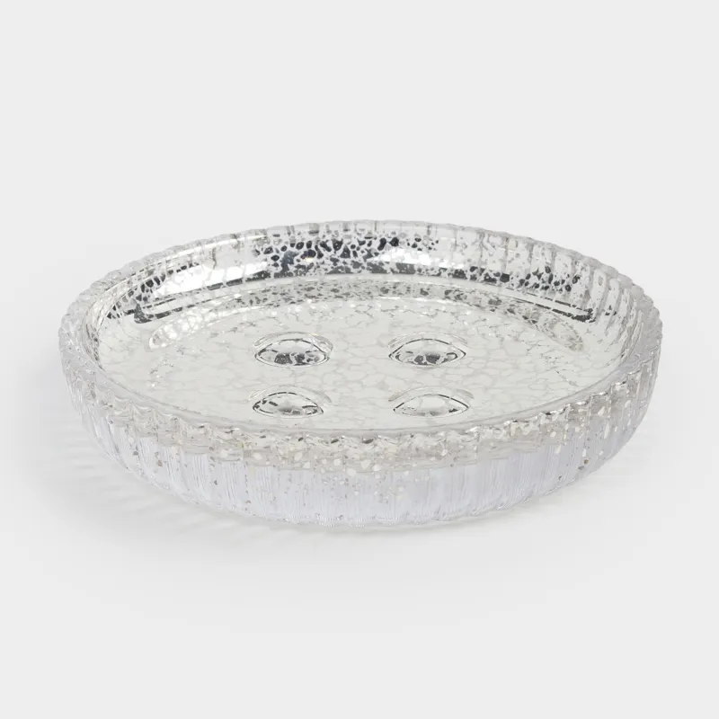 Мыльница, 11 см, стекло, круглая, золотистая, Patina rib