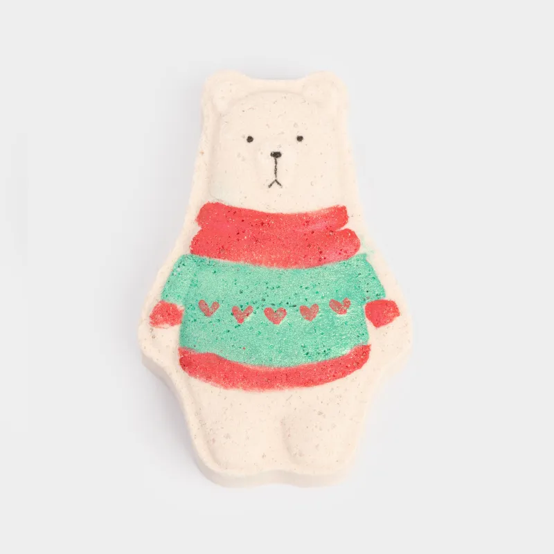 Бомбочка для ванны, 100 гр, бело-желтая, Зимние ягоды, Мишка в свитере, Bear