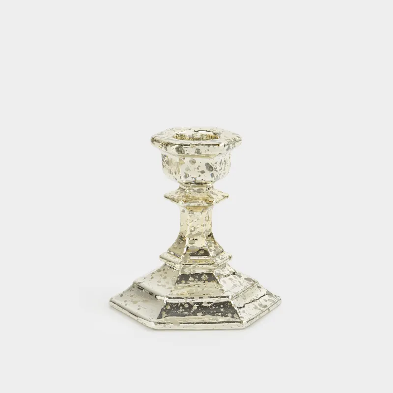 Подсвечник, 9 см, для тонкой свечи, на ножке, стекло, шампань, Patina