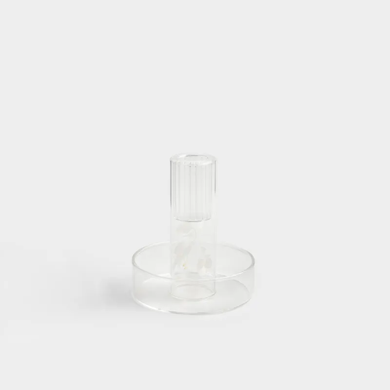 Подсвечник, 8х9 см, для тонкой свечи, на ножке, с сухоцветами, стекло, Decor candle