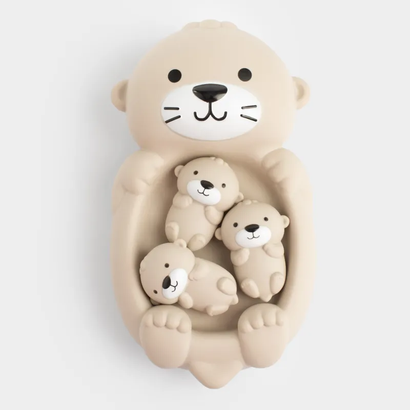 Набор игрушек для купания, 4 пр, ПВХ, бежевый, Выдра с семьей, Kiddy, image-0