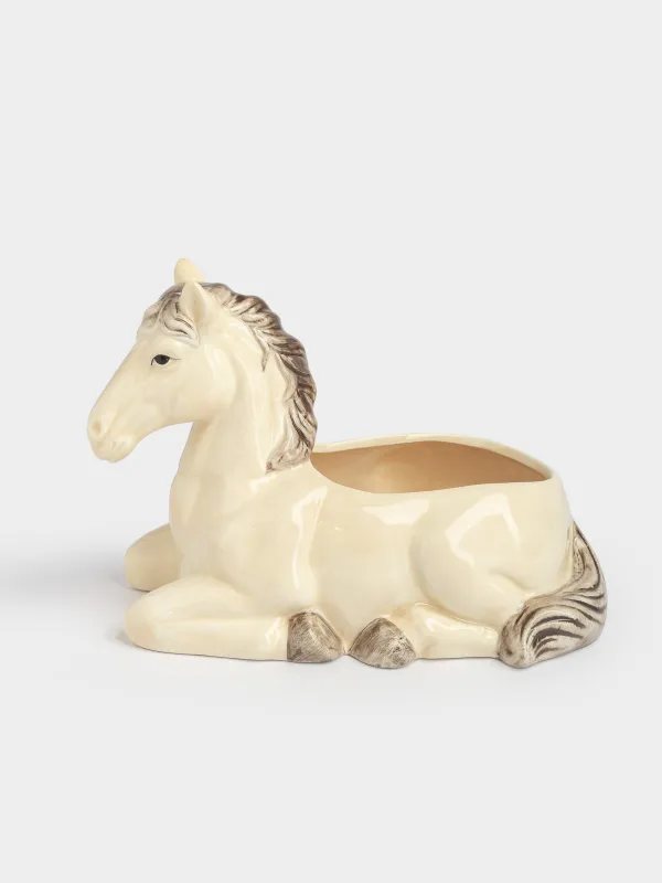 Конфетница, 26х18 см, керамика, бежево-коричневая, Конь, Natural horse, image-0