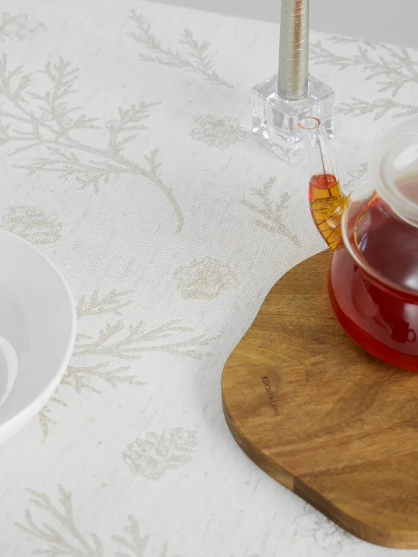 Скатерть, 170х250 см, из жаккарда, Ветви и шишки, Conifer branches, image-2