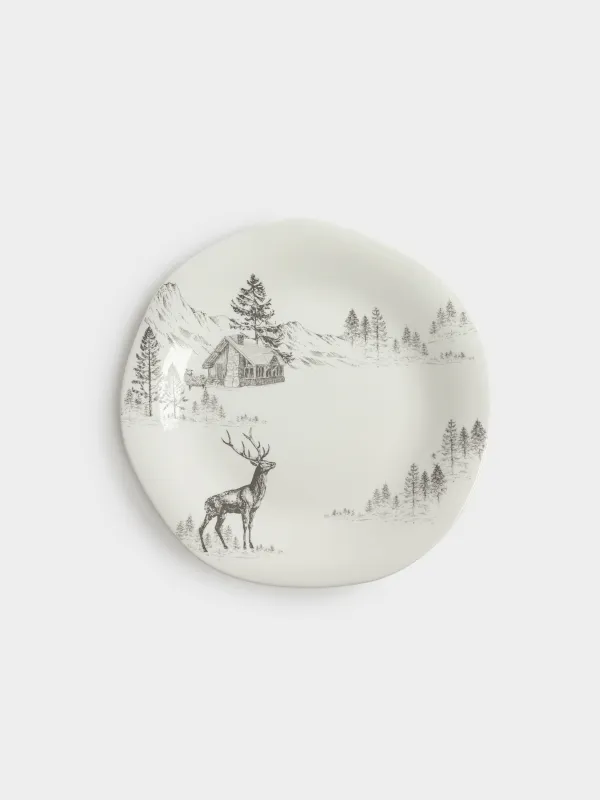Тарелка обеденная, 28 см, Олень в лесу, Winter deer, image-0