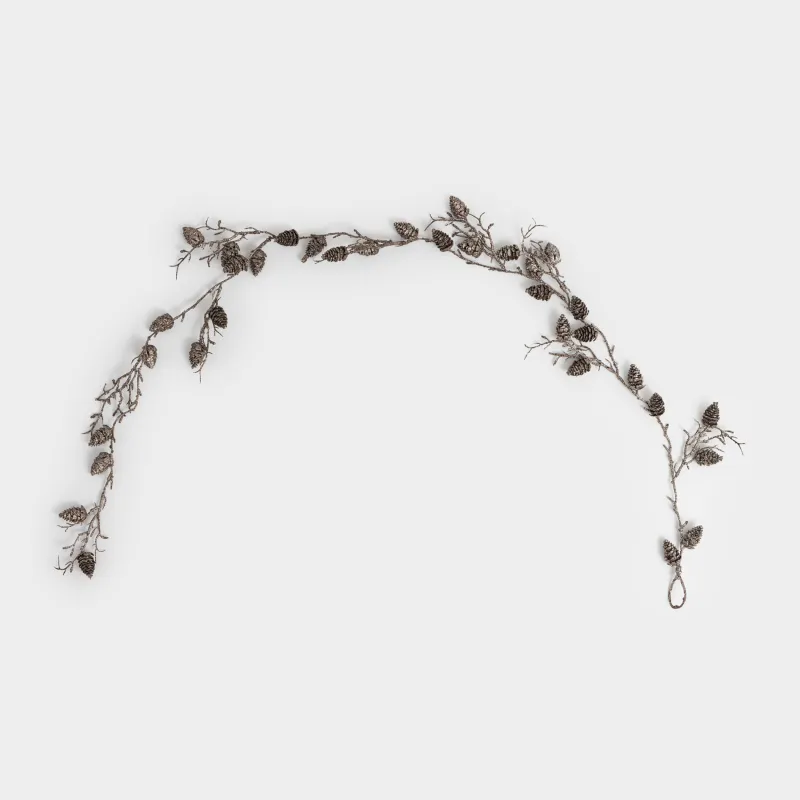 Гирлянда декоративная, 1,5 м, подвесная, пластик, бронзовая, Шишки, Bronze decor