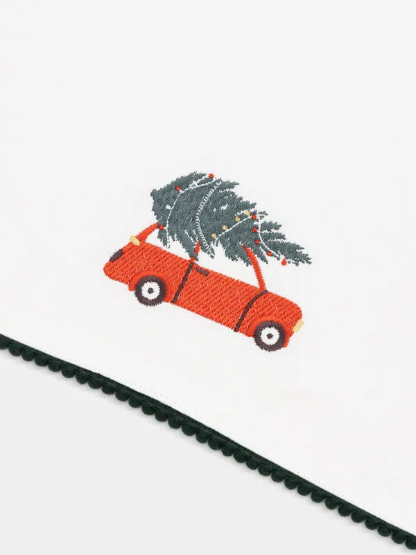 Полотенце кухонное, 40х60 см, хлопок, молочное, Машина с елкой, Red car, image-1