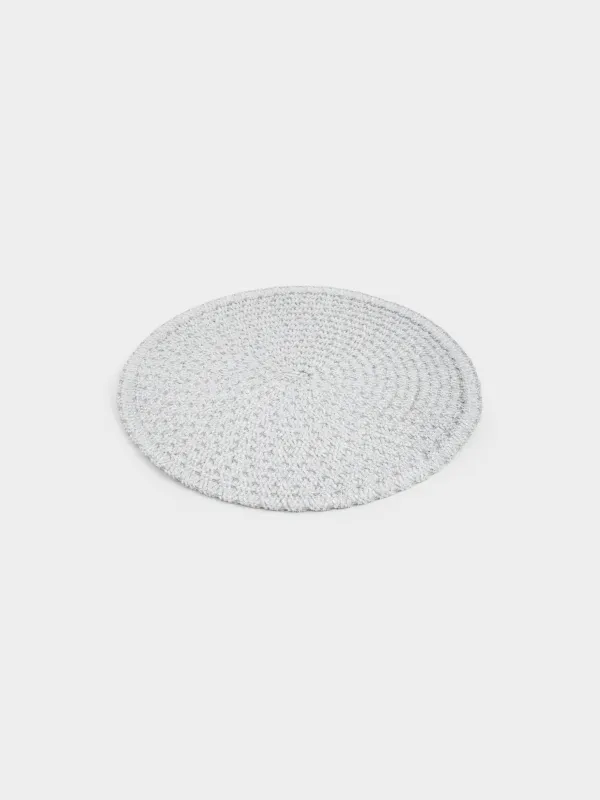 Салфетка под приборы, 38 см, шенилл, круглая, серебристо-серая, Chenill, image-1
