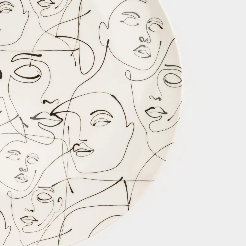 Тарелка обеденная, 27 см, 2 шт, фарфор N, молочная, Абстрактные лица, Face, image-5