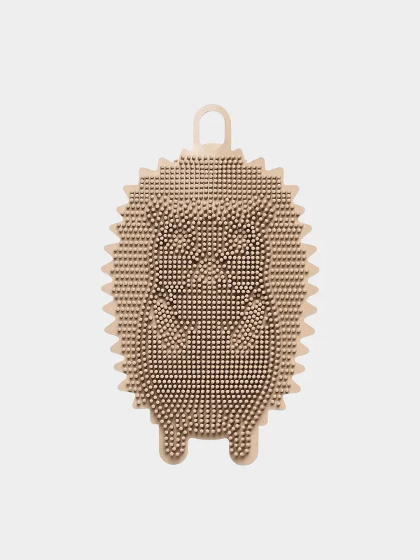 Губка для мытья посуды, 14х9 см, силикон, бежевая, Ежик, Manny, image-0