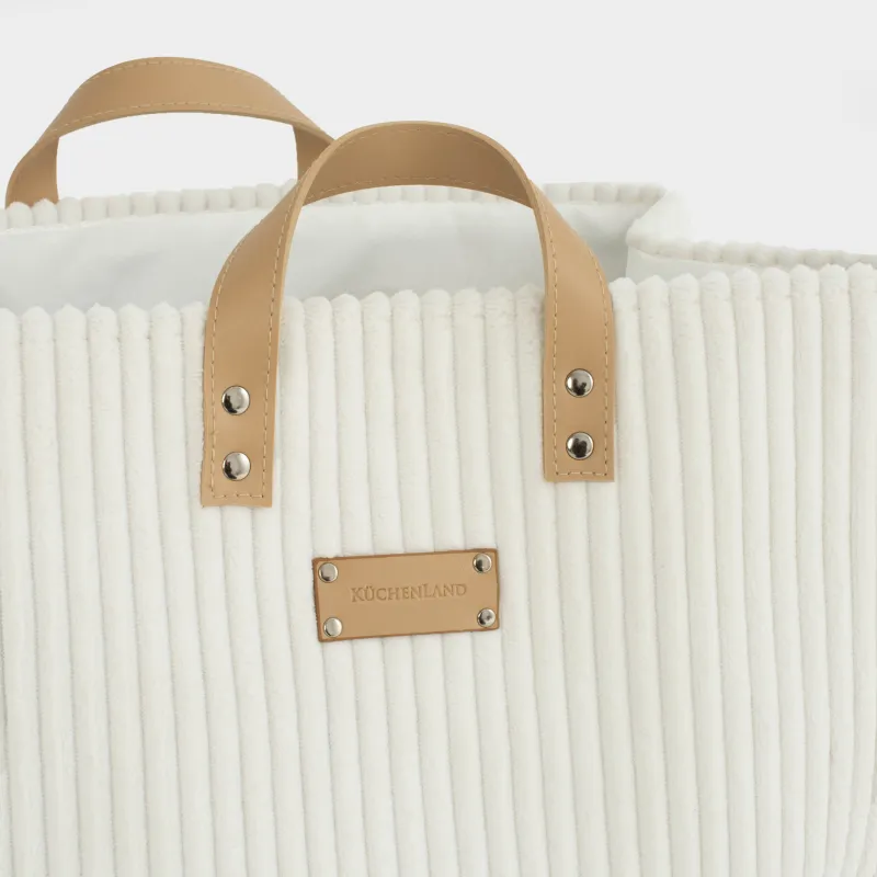 Сумка для хранения белья, 37х22х50 см, с ручками, полиэстeр, прямоугольная, бежевая, Moire, image-3