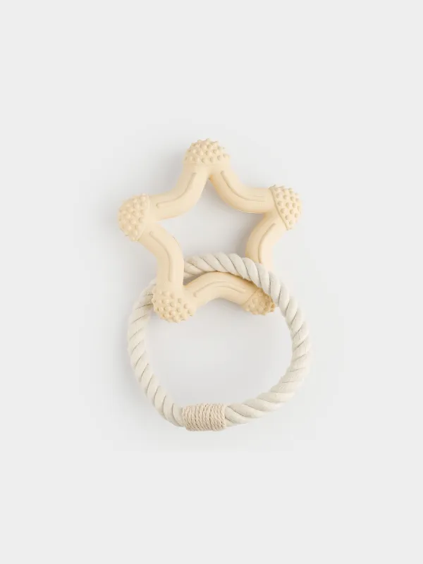 Игрушка для собак, 24 см, резина/хлопок, бежевая, Звезда на канате, Playful pet, image-0