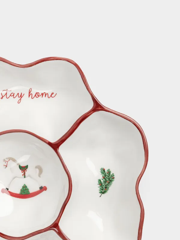 Менажница, 25 см, 5 отд, керамика D, Лошадка и еловые ветки, Christmas tree, image-5