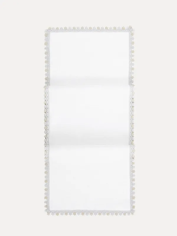 Дорожка настольная, 40х160 см, полиэстер, белая, Цветочное кружево, Flower lace, image-0